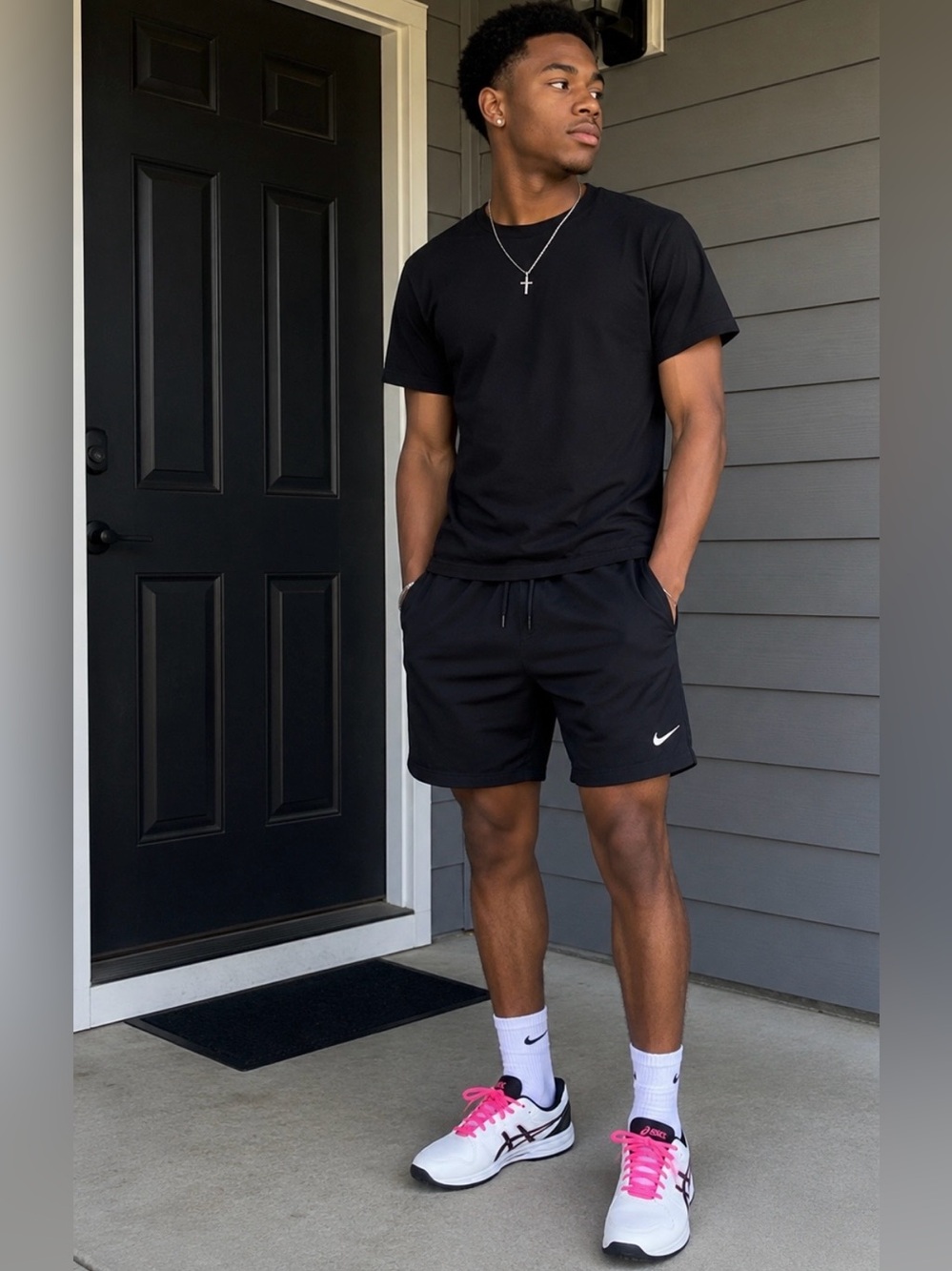 ASICS White Sneakers with Pink Laces and Black Trim